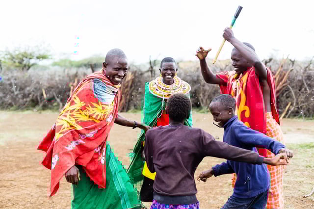 Maasai People Celebrating And Dancing In Tanzania