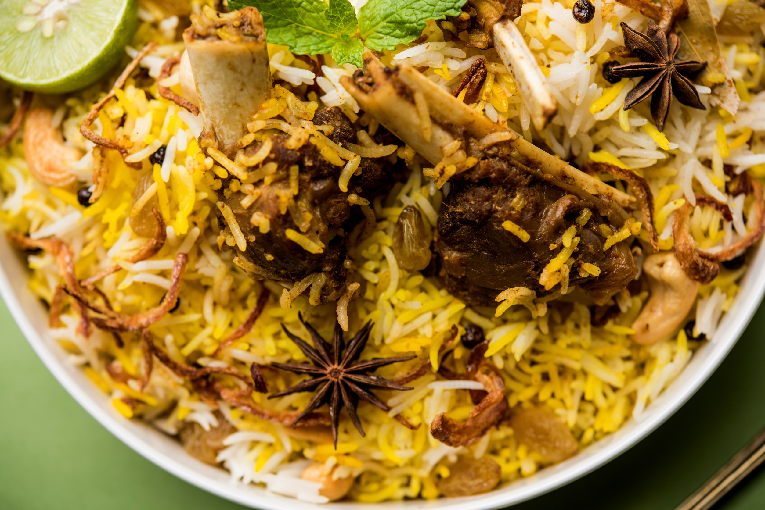 mutton or lamb biriyani with basmati rice