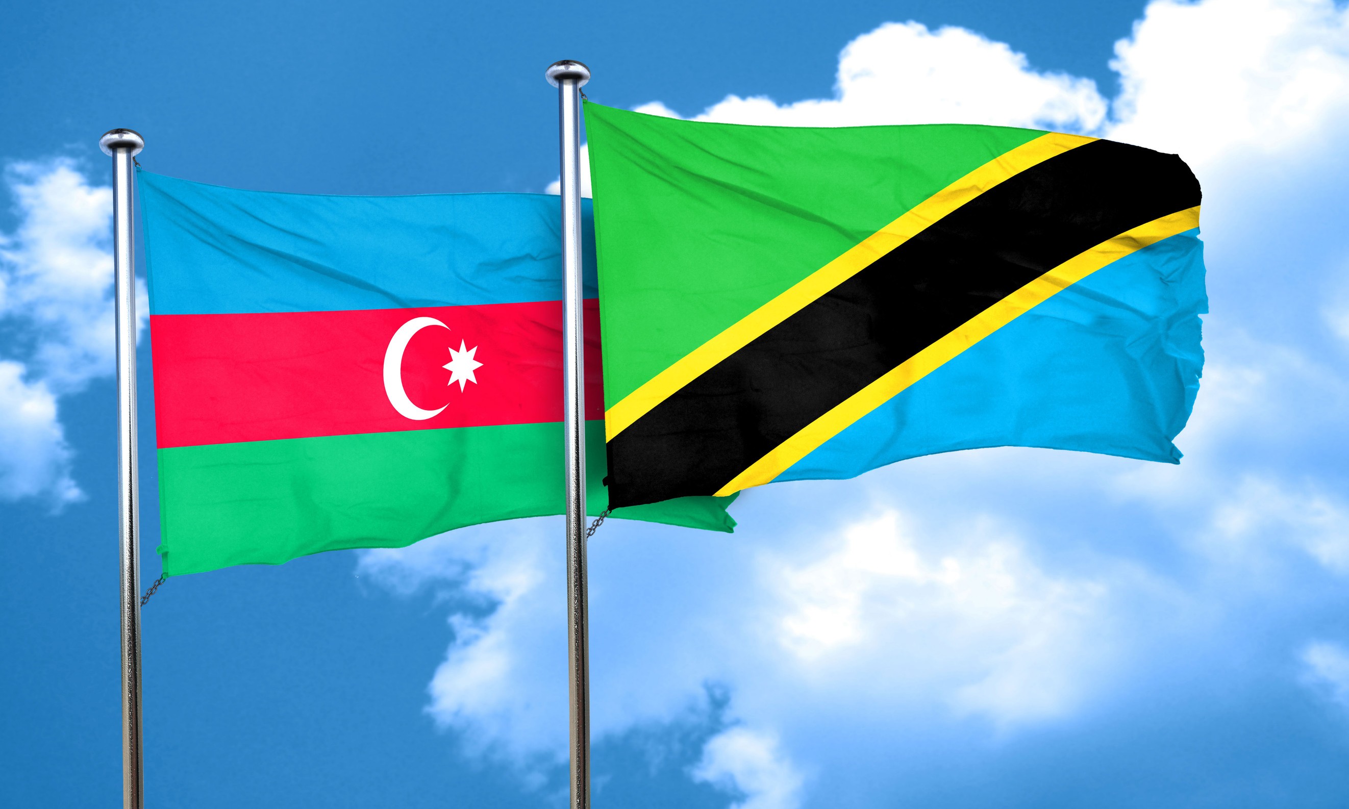 Azerbaijan Flag With Tanzania Flag