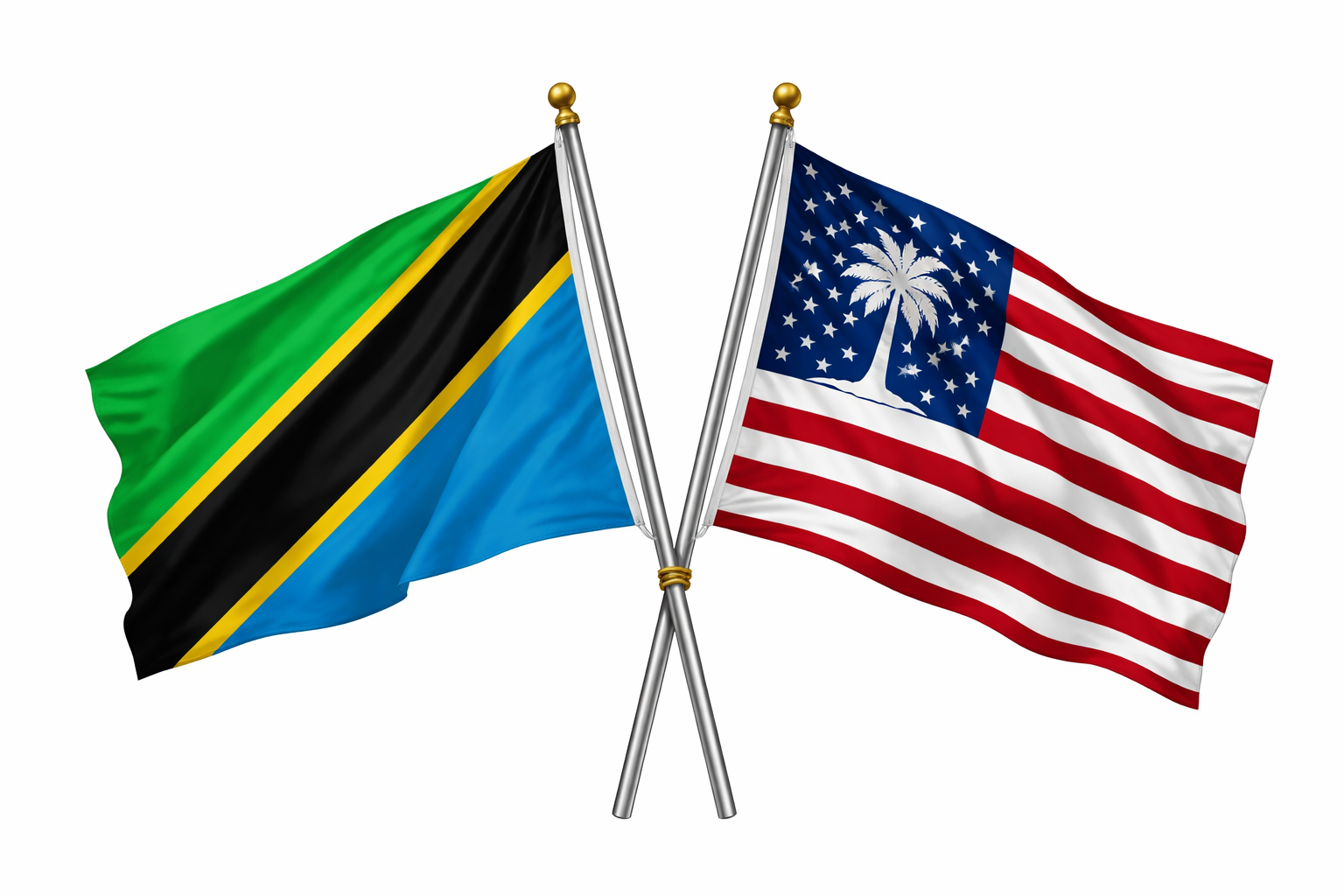 Crossed Flags Of Tanzania And Us Minor Outlying Islands