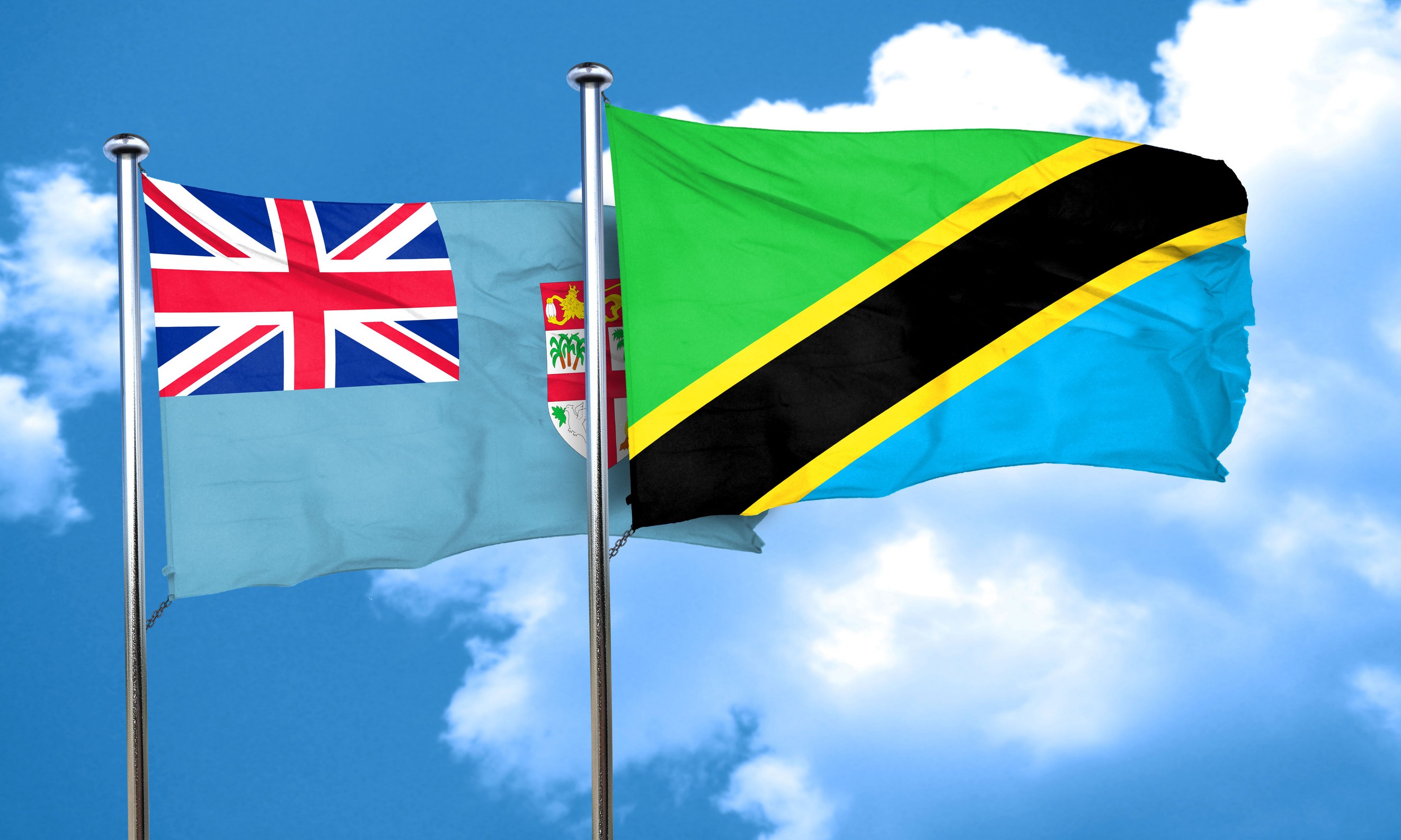 Fiji Flag With Tanzania Flag