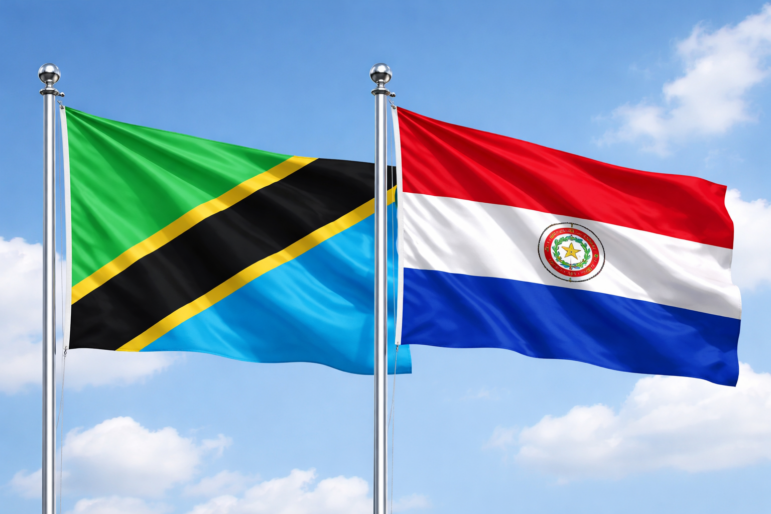 Flags Of Tanzania And Paraguay