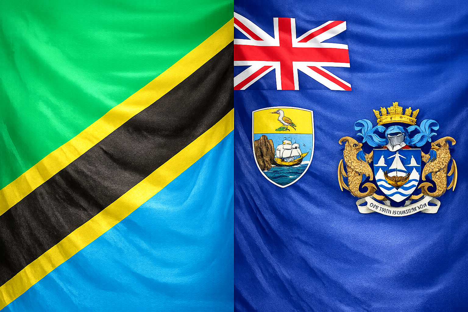 Flags Of Tanzania And Saint Helena