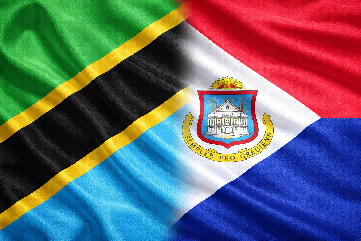 Flags Of Tanzania And Sint Martin United