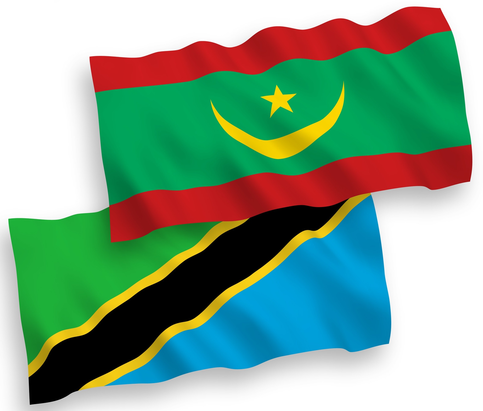 Flags Of The Islamic Republic Of Mauritania And Tanzania
