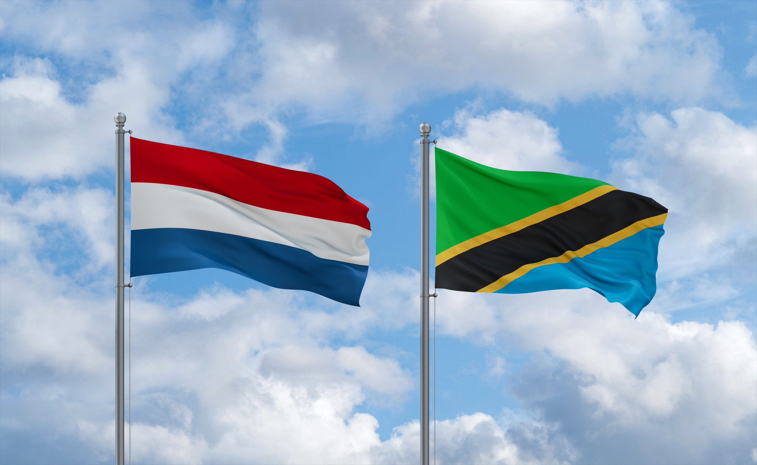 Luxembourg Flag And Tanzania Flag Waving
