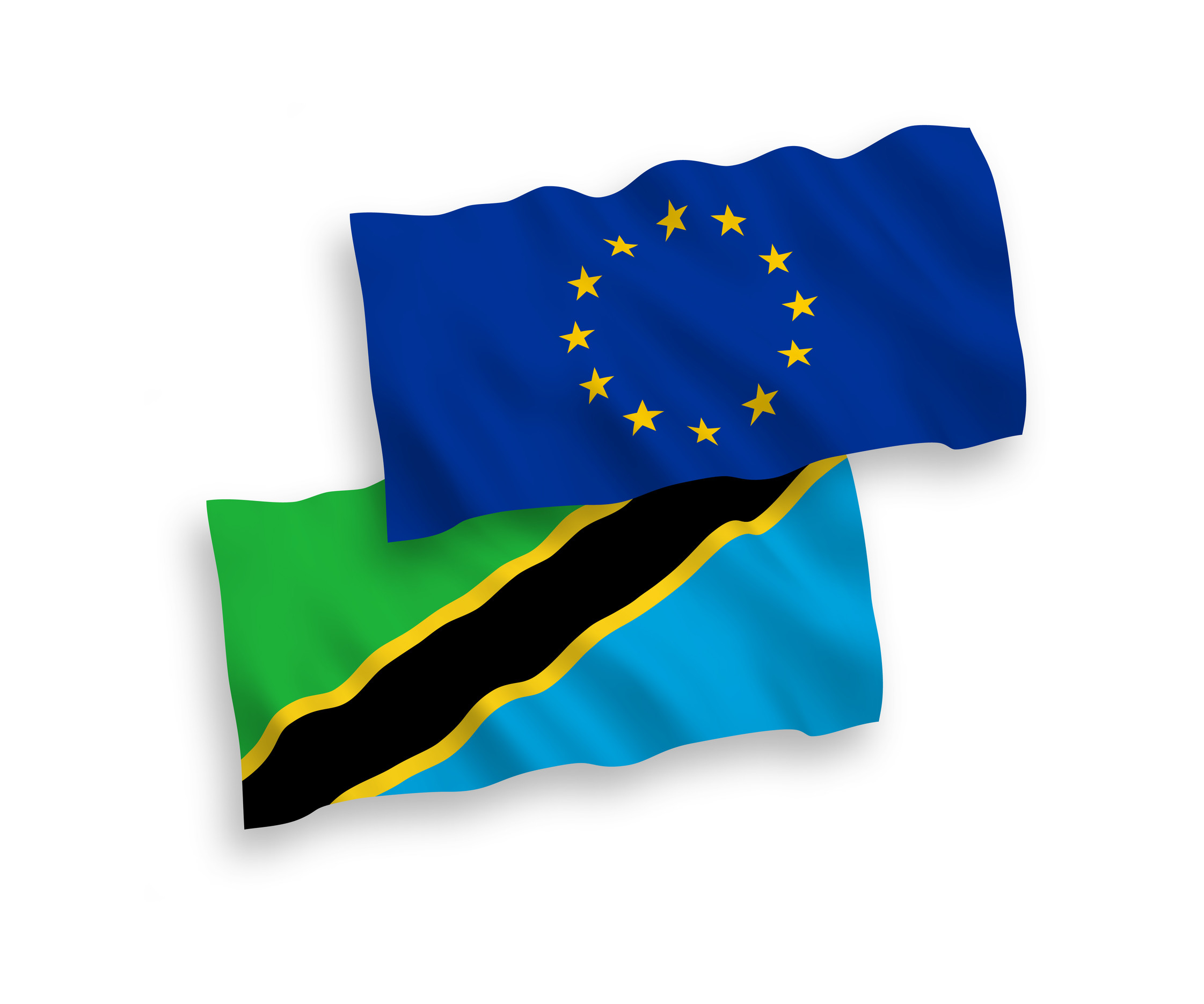 National Vector Fabric Wave Flags Of Tanzania And Cape Verde Isolated