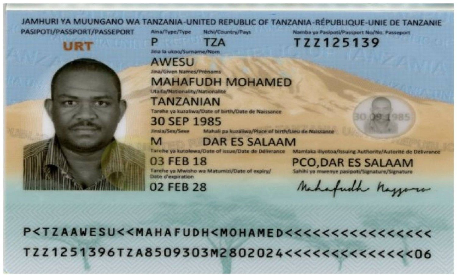Passport Bio Sample