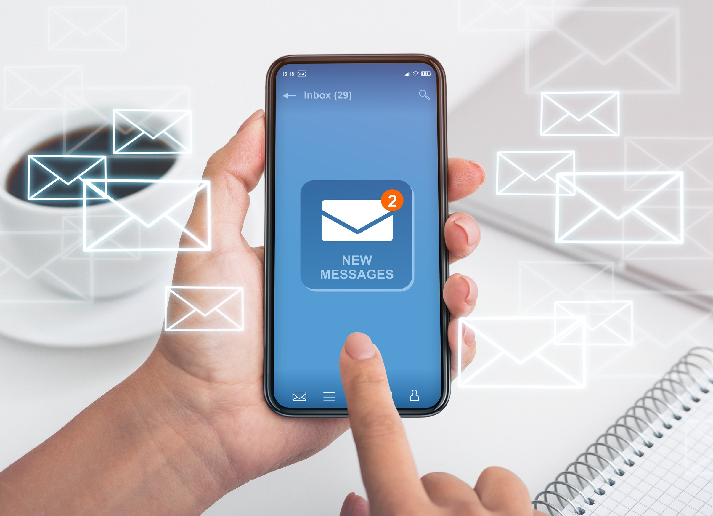 Smartphone With New Mail Notification
