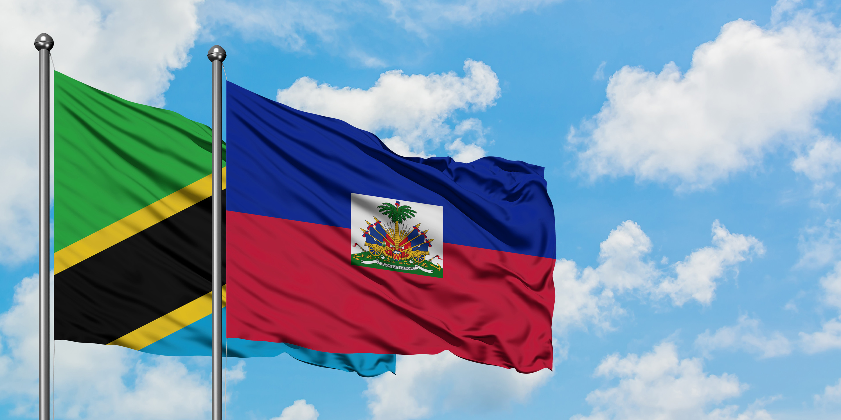 Tanzania And Haiti Flags Wave