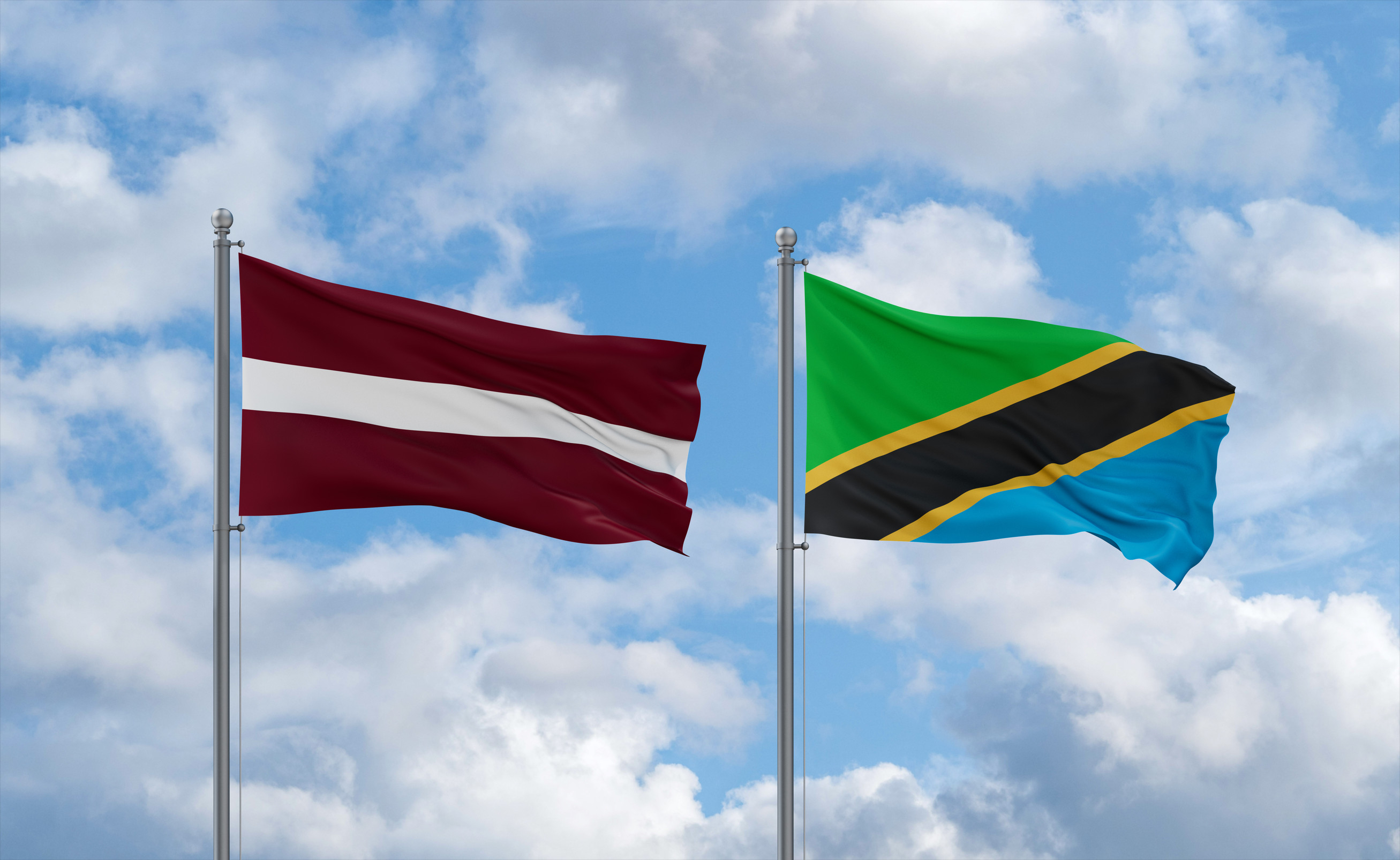 Tanzania And Latvia Flags