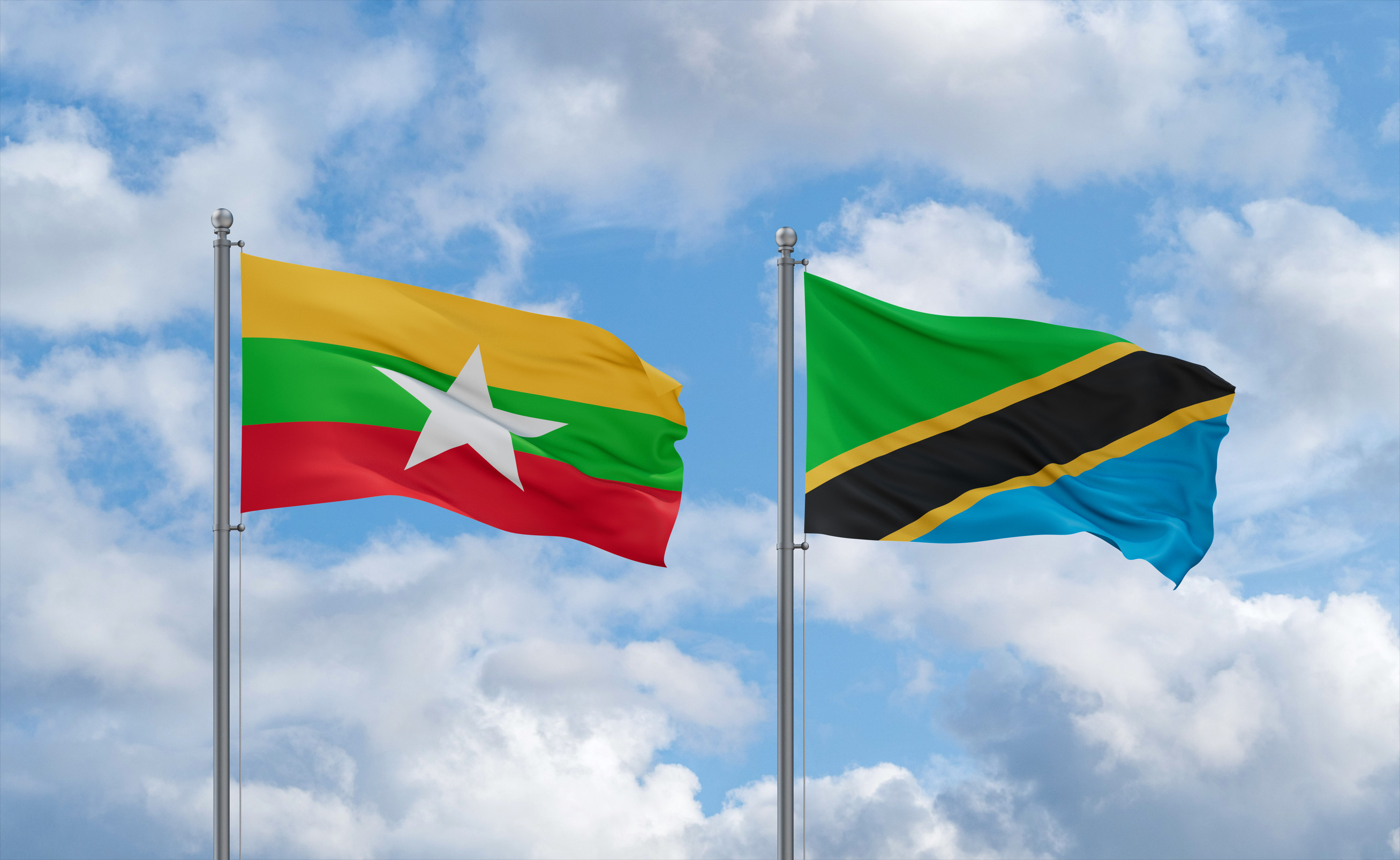 Tanzania And Myanmar Flags