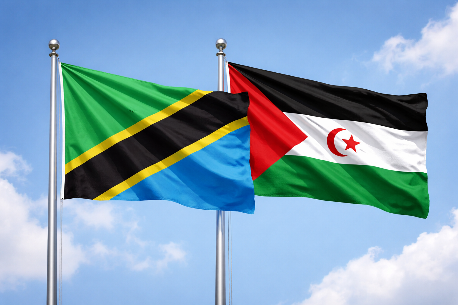 Tanzania And Sahrawi Flags In
