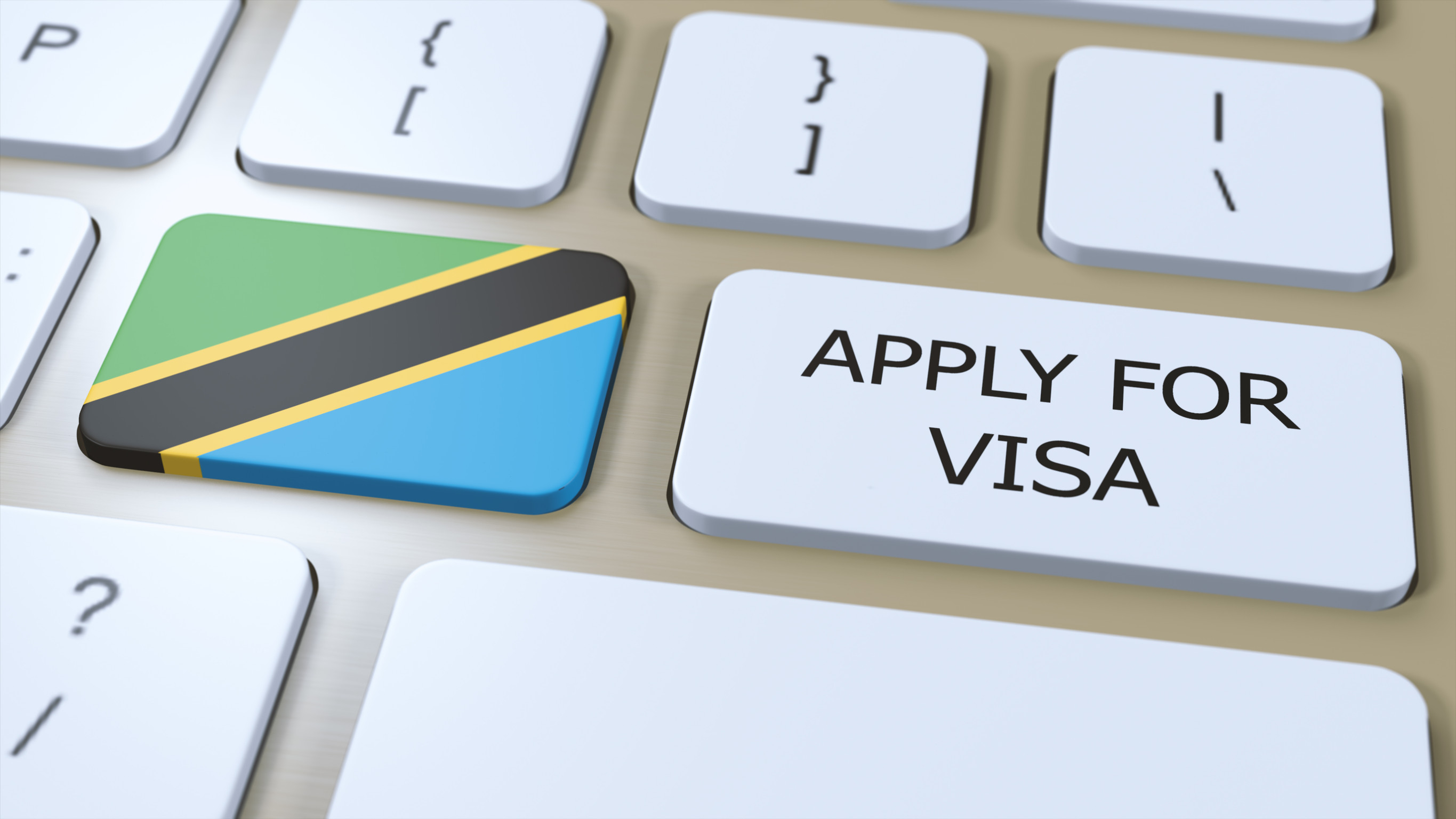 Tanzania Apply For Visa Concept Button Push 3d Illustration