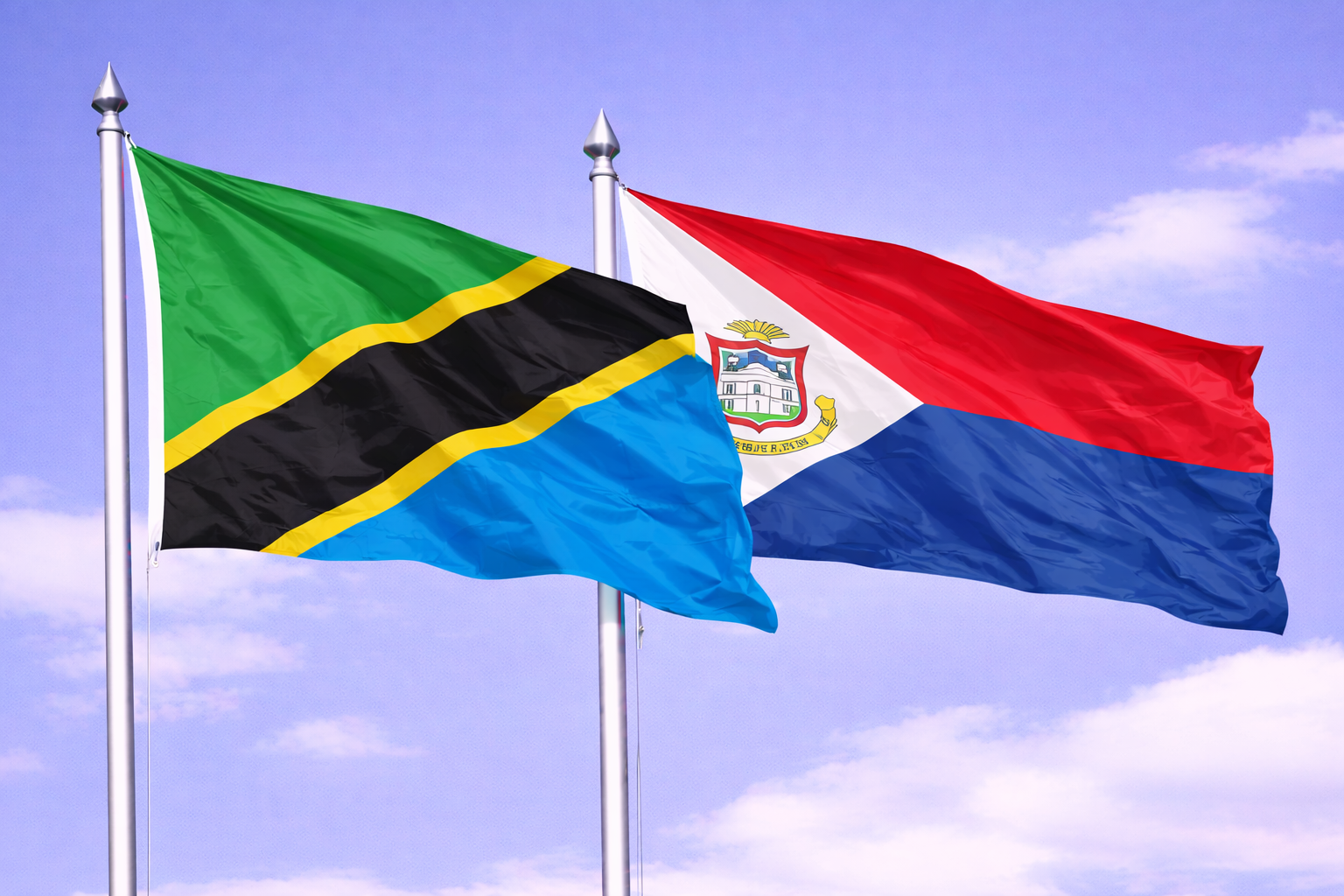 Tanzania Flag Combied With Sint Maarten Flag