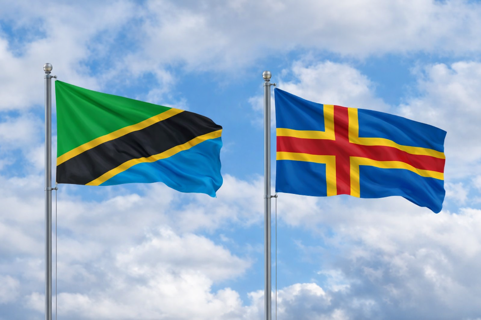 Tanzania Flag Combined With Aland Islands
