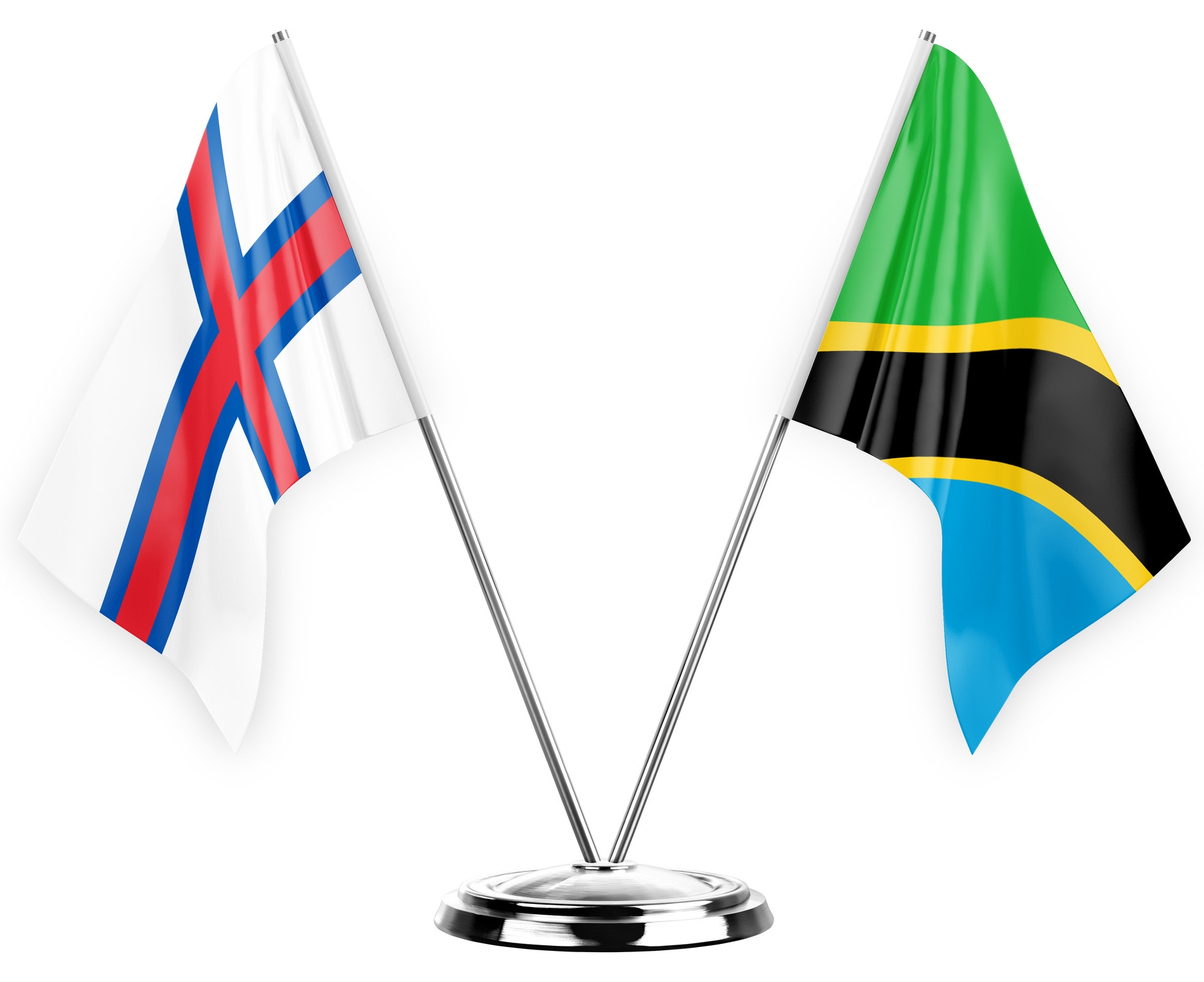 Tanzania Flag With Faroe Islands Flag Waved Together