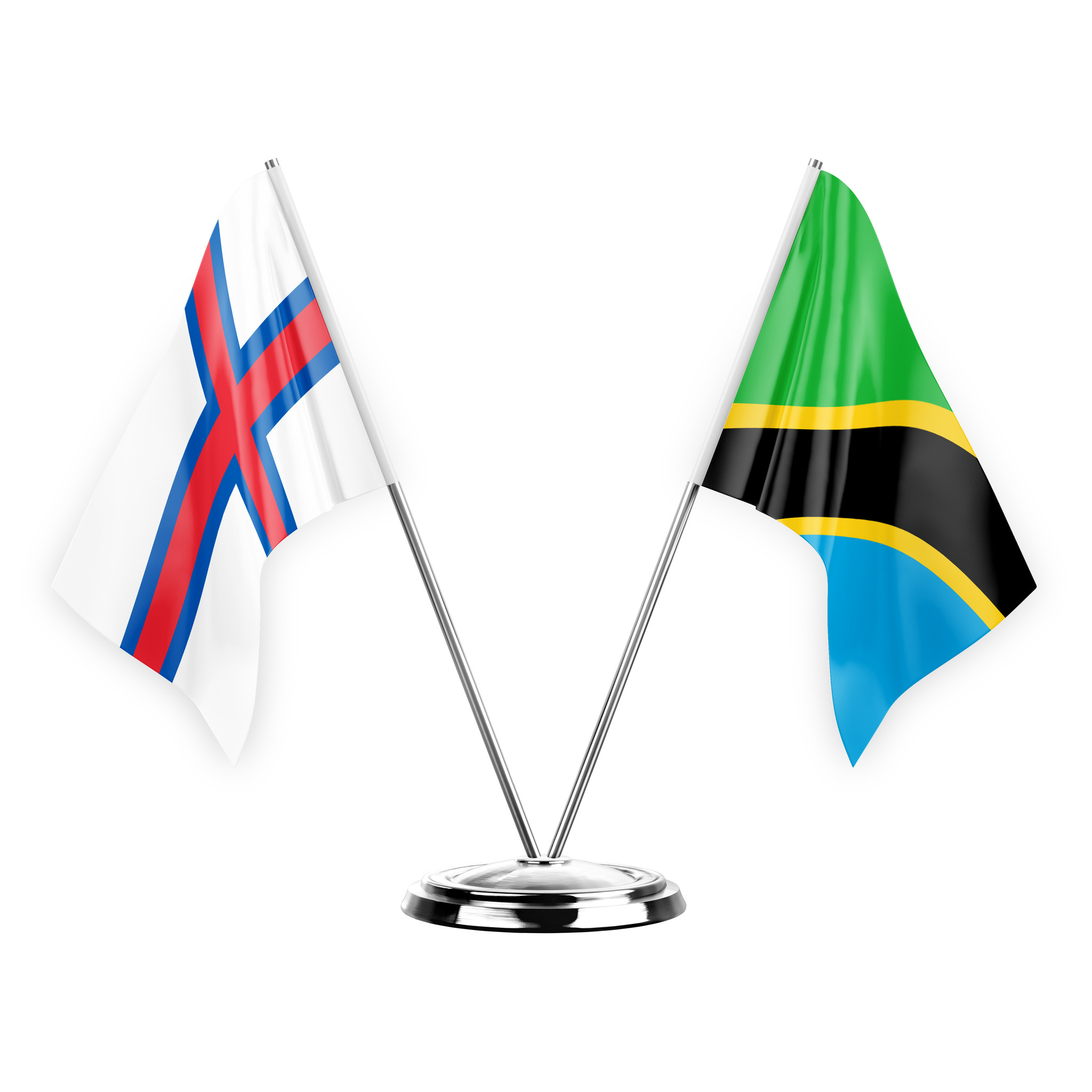 Tanzania Flag With Faroe Islands Flag Waved Together