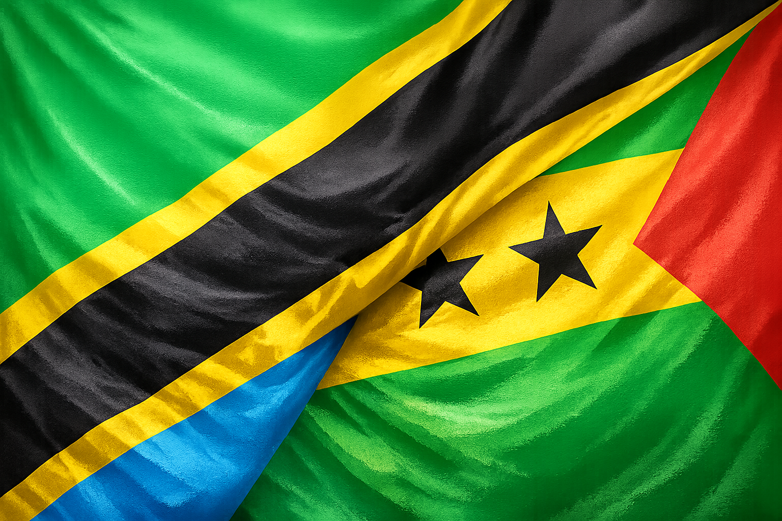 Tanzania Flag With Sao Tome Flag