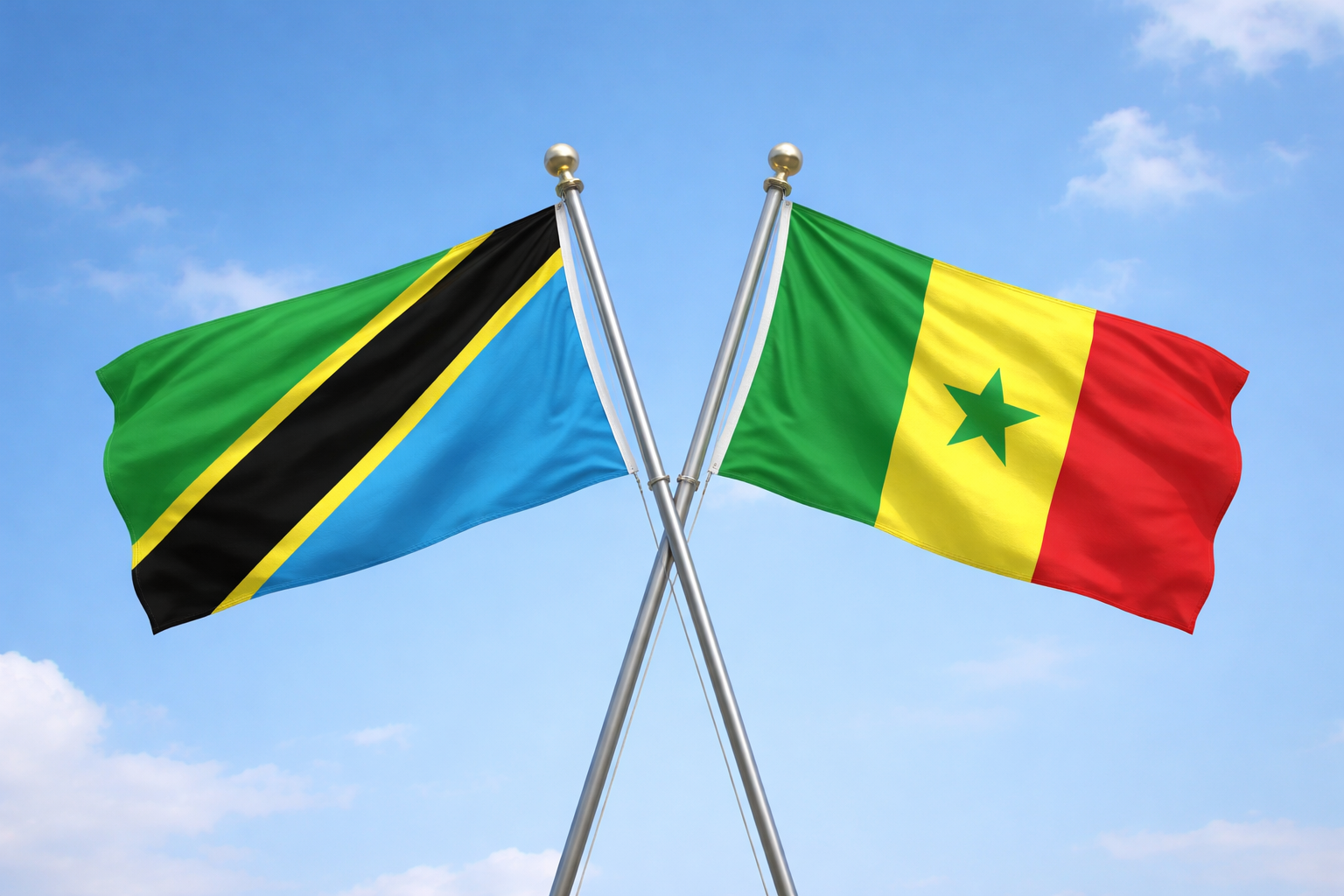 Tanzania Flag With Senegal Flag