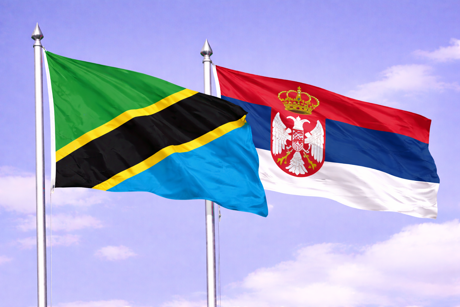 Tanzania Flag With Serbia Flag