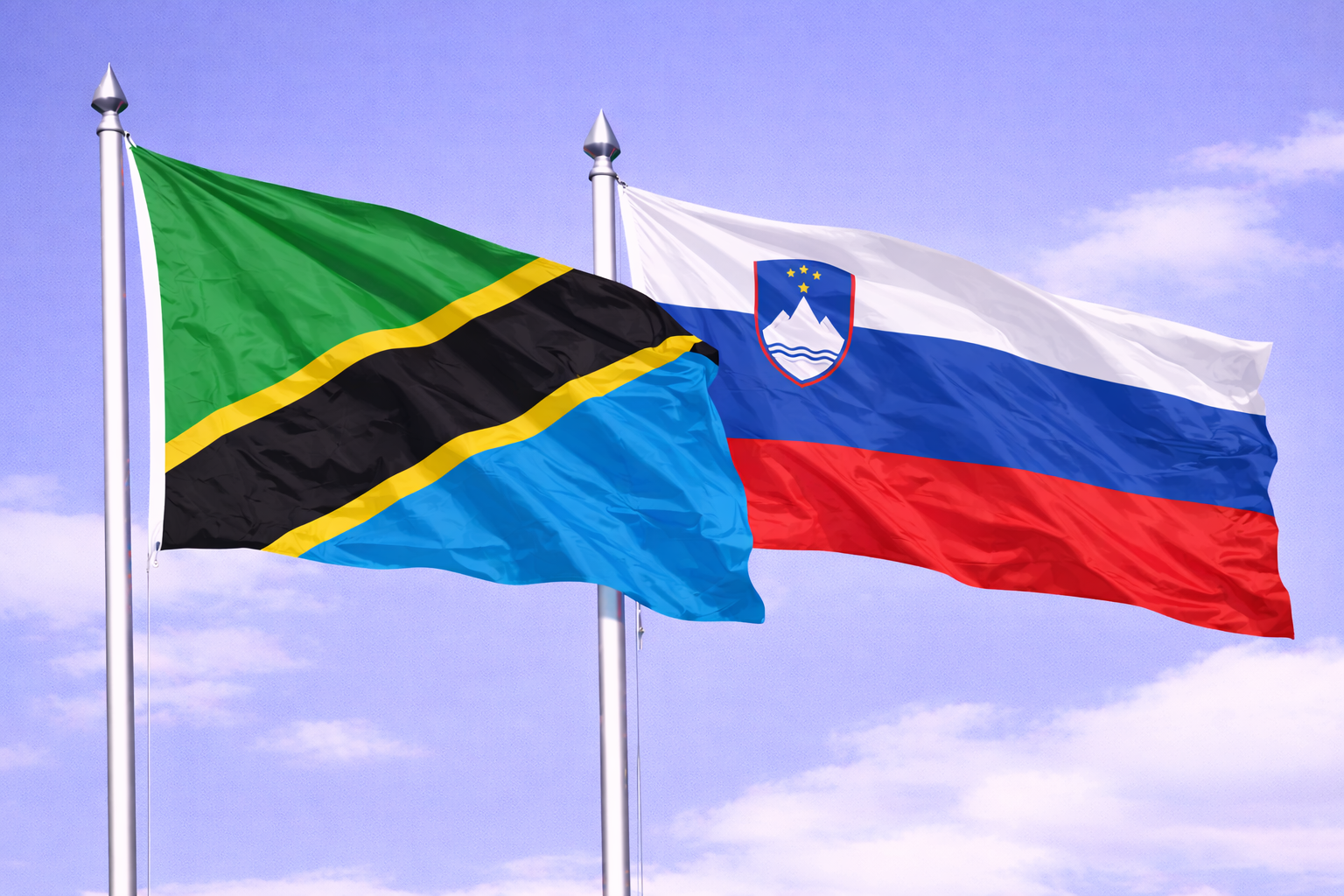 Tanzania Flag With Slovenia Flag