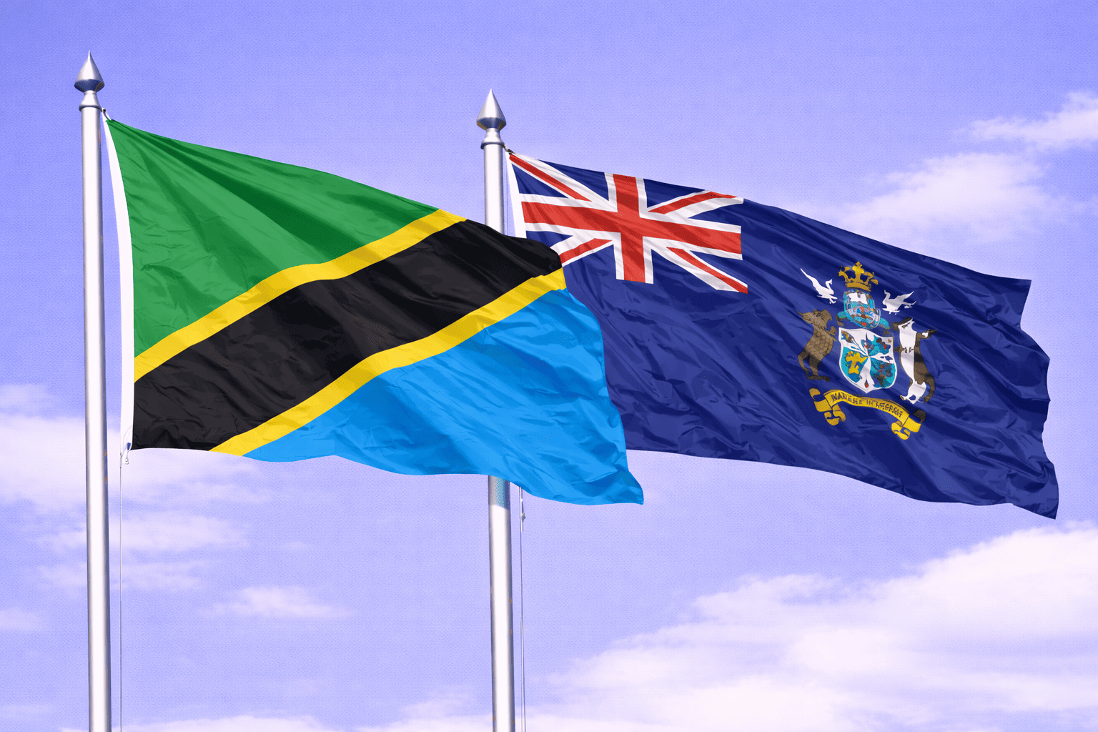 Tanzania Flag With South Georgia And The South Sandwich Islands