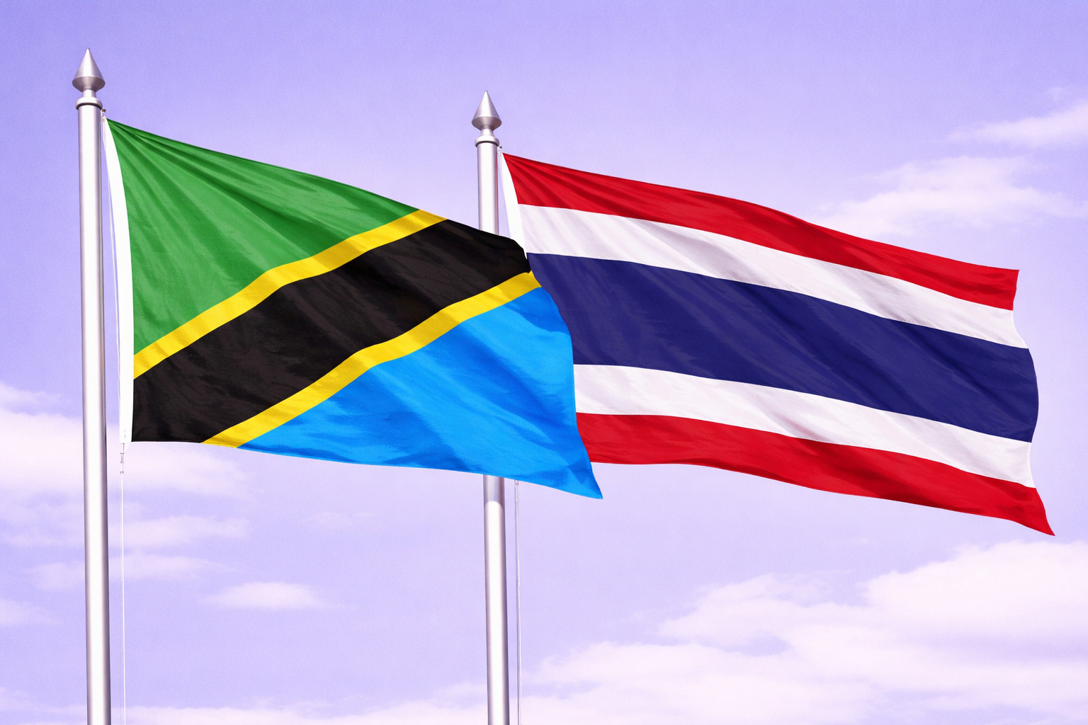 Tanzania Flag With Thailand Flag