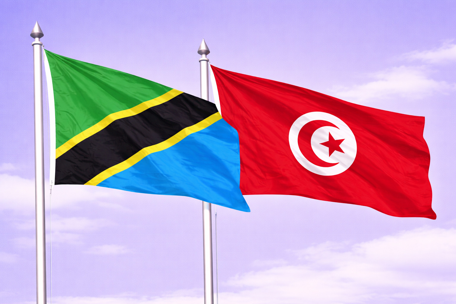 Tanzania Flag With Tunisia Flag