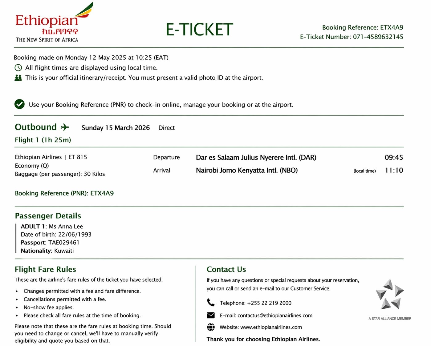 Tanzania Flight Ticket