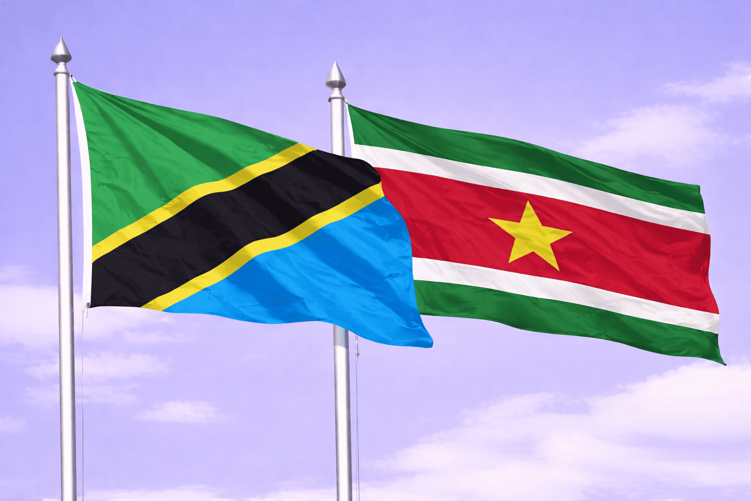 Tanzania Suriname Flags Together